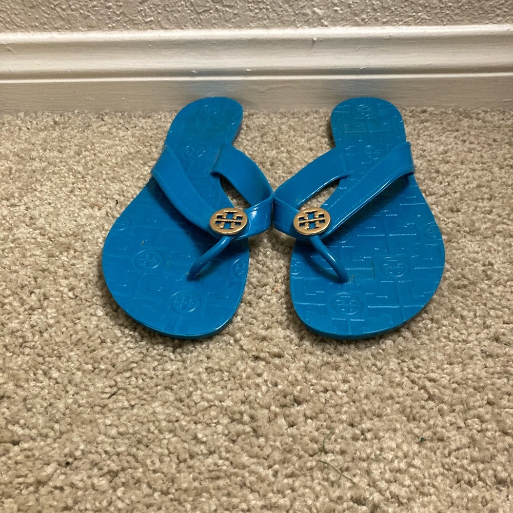 Turquoise blue Tory Burch gelly sandals!!
